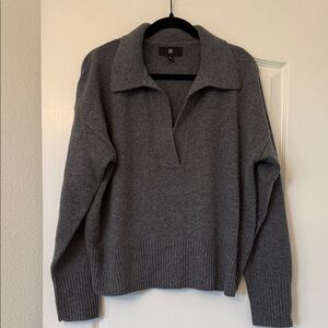 Banana Republic Charcoal Cashmere Collared Women's Popover Sweater